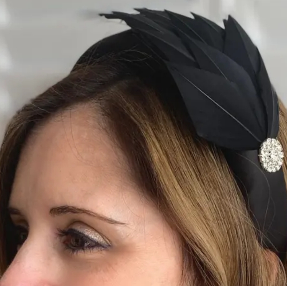 Brown Feathered 2920's Style Flapper Headband
